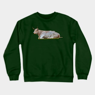 Resting White Park Cow Crewneck Sweatshirt